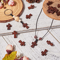 100 Stück holzgefärbte Kreuzanhänger&nbsp;WOOD-TA0001-93
