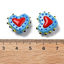 Запекаемые стеклянные бусины с рисунком в виде сердца LAMP-V001-07B
