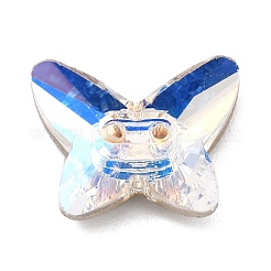 2穴バタフライガラスラインストーンボタン  多面カット  ミックスカラー  14.5x17x5mm  穴：1.2mm&nbsp;BUTT-D001-B