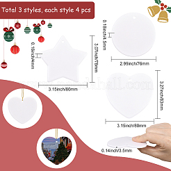 12 шт. 3 стиля фарфоровая термотрансферная сублимационная заготовка подвеска украшения&nbsp;AJEW-SP0004-06
