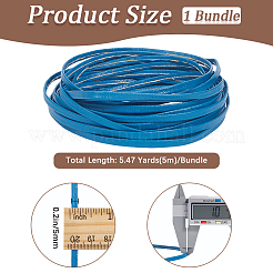 5m折りたたみ式PUレザーフラットコード  ディープスカイブルー  5x1mm  約5.47ヤード（5m）/バンドル&nbsp;OCOR-WH20012-14A-10