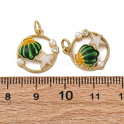Подвески из латуни с кубическим цирконием и искусственным жемчугом из АБС-пластика KK-S525-05G