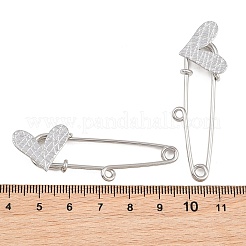 クロスハート 304ステンレススチール製安全ピン ブローチ金具  ループ付きキルトピン  ステンレス鋼色  56x16x6mm  穴：2mm&nbsp;SA-CBA098D-15E-P01