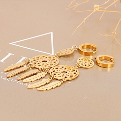 Серьги-кольца из нержавеющей стали 304 с плетеной паутиной FS-WG42220-01