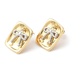 Двухцветные серьги-гвоздики из нержавеющей стали 304&nbsp;EJEW-B156-17G