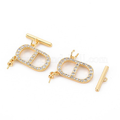 Fermagli a ginocchiera in ottone con micro pavé di zirconia cubica trasparente&nbsp;KK-S354-291-NF