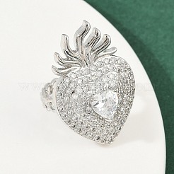 Латунные кольца из манжеты с прозрачным цирконием&nbsp;RJEW-P155-04B-P