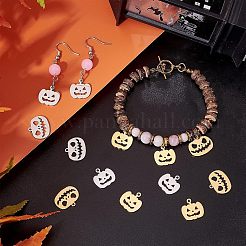 16個 4スタイル 201ステンレススチールチャーム  ハロウィン用  カボチャジャック-o'-ランタン/ジャック-o-ランタン  ミックスカラー  14.5~36x14.5~35x0.3~1mm  穴：1.5~2mm  4個/スタイル&nbsp;STAS-UN0033-45