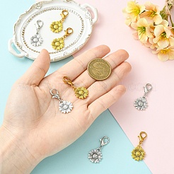 8 pendentif décoratif en alliage tournesol bicolore&nbsp;HJEW-YW00565