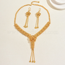 Элегантные серьги и колье из сплава с ажурными цветочными кисточками для женщин.&nbsp;IS9809