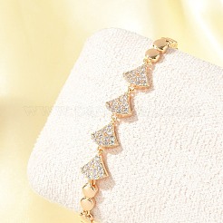 Pulseras de cadena de eslabones de circonita cúbica con micro pavé de latón&nbsp;KK-R217-39G