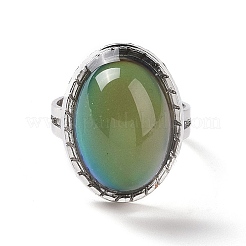 Овальное кольцо настроения из стекла RJEW-C031-04P