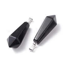 Кулоны из натурального черного обсидиана с острым носком G-I314-02P-06