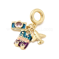 Европейские подвески-подвески из латуни с паве из прозрачного кубического циркония KK-C138-05G