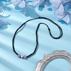 Verstellbare Halsketten mit Anhänger aus natürlich gefärbter gelber Jade und Messing&nbsp;NJEW-JN04944
