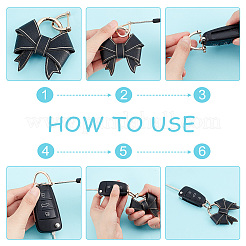 Брелок для ключей ручной работы с милым бантом KEYC-WH0004-61KCG-02