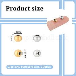 200 шт. 2-х цветные круглые бусины из нержавеющей стали марки 304 с прострочкой STAS-UN0060-65B