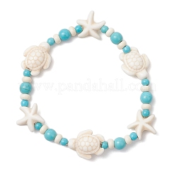 2шт. синтетические бирюзовые бусины в виде морских звезд и черепах BJEW-JB11921