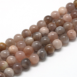 Natürliche sunstone Perlen Stränge, Runde, 10 mm, Bohrung: 1 mm, ca. 40 Stk. / Strang, 15.7 Zoll