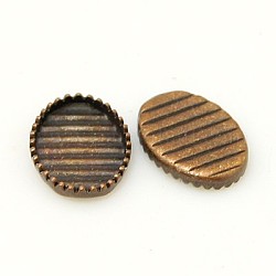 Brass Cabochon Settings, Lead Free and Cadmium Free, DIY Material for Hair Accessories, Oval, Red Copper Color, 9x6.5mm, Tray: 5x8mm