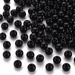Abalorios acrílicos opacos, redondo, negro, 6x5mm, agujero: 1.8 mm, aproximamente 4400 unidades / 500 g