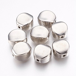 Ccb Kunststoff-Perlen, Flachoval, Platin Farbe, 19x17x11 mm, Bohrung: 2.5 mm