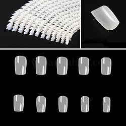 ABS пластик бесшовные квадратные круглые углы накладные ногти, инструмент для маникюра для ногтей, кремово-белые, 14.5~20.1x7.3~13.6 мм, 504 шт / коробка