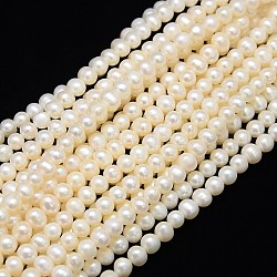 Natural Cultured Freshwater Pearl Beads Strands, Potato, Creamy White, 6~7mm, Hole: 0.8mm, about 52~61pcs/strand, 14.17~14.37 inch(36~36.5cm)