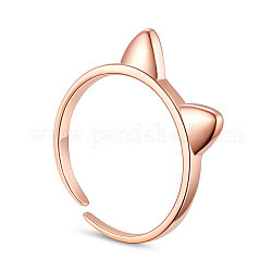 Anello da dito in argento sterling shegrace 925, anelli gemelli, anelli aperti, orecchio di gatto, formato 7, oro roso, 17mm