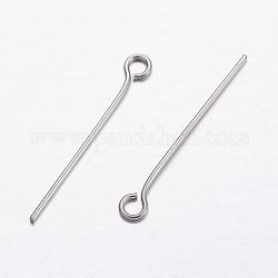 304 Stainless Steel Eye Pins, Stainless Steel Color, 25x0.7mm, Pin: 0.7mm, Hole: 2mm