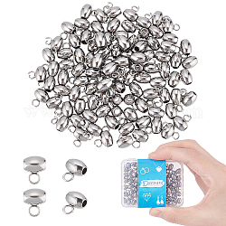DICOSMETIC 100Pcs Oval Bail Beads Large Hole Hanger Links Loose Spacer Bead European Style Bead Stainless Steel Pendant Links for Dangle Jewelry Supplies Bracelet Making DIY Craft, Hole: 2mm