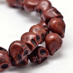 Dyed Synthetic Turquoise Bead Strands, Skull, Saddle Brown, 10x8x10mm, Hole: 1mm, about 38~40pcs/strand, 15~15.5 inch
