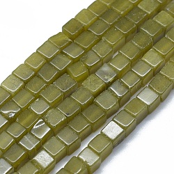 Chapelets de perles de jade naturel, cube, 3~4.5x3~4.5x3~5mm, Trou: 0.8~1mm, Environ 89~97 pcs/chapelet, 15.1~15.5 pouce (38.5~39.5 cm)