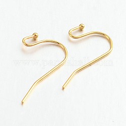 Brass Earring Hooks for Earring Designs, Lead Free & Cadmium Free, Golden, 21x12mm, Pin: 0.7mm