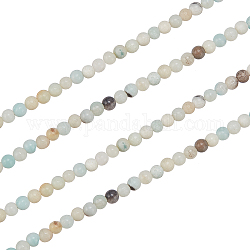 Nbeads 2 Stränge natürliche Blume Amazonit Perlen, facettiert, Runde, 4 mm, Bohrung: 0.8~1 mm, ca. 85 Stk. / Strang, 14.5 Zoll