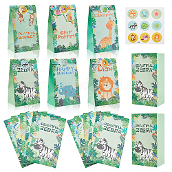 6 стиль бумажных пакетов с изображением животных, с наклейками, прямоугольные, животное рисунок, готовый продукт: 12x8x22 см