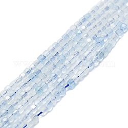 Grade A Natural Aquamarine Beads Strands, Faceted, Cube, 2x2x2mm, Hole: 0.6mm, about 182pcs/strand, 15.16''~15.55''(38.5~39.5cm)