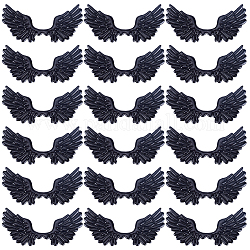Gorgecraft 50Pcs PU Leather Ornament Accessories, Embossed Angel Wing, Black, 38x69x1.3mm