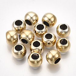 UV-Beschichtung ABS Kunststoff Europäische Perlen, Großloch perlen, Runde, golden, 8x6 mm, Bohrung: 4.5 mm
