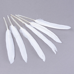 Accesorios de traje de pluma de ganso, teñido, blanco, 100~175x13~25mm