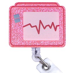 Ausweisrolle aus glitzerndem Acryl und ABS-Kunststoff, einziehbarer Ausweishalter, 86 mm, EKG: 33.5x41.5 mm