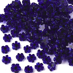 Perle di vetro, fiore, blu, 5~7x5~7x2~3mm, Foro: 1 mm