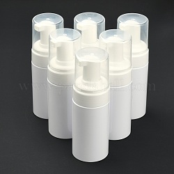 100mlの詰め替え可能なペットプラスチック発泡石鹸ディスペンサー  シャワー用PPプラスチックポンプ付き  液体石鹸  ホワイト  14.1x4.7cm  容量：100ml（3.38液量オンス）