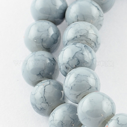 Spray Painted Glass Bead Strands, Round, Gray, 14mm, Hole: 1.3~1.6mm, about 57pcs/strand, 31.4inch