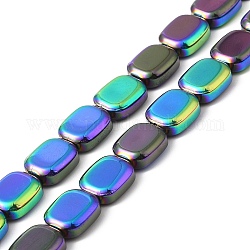 Chapelets de perles en verre électroplaqué, plein plaqué, rectangle, colorées, 12x10x4.5mm, Trou: 1mm, Environ 55 pcs/chapelet, 25.98'' (66 cm)