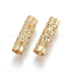 Revestimiento iónico (ip) 304 perlas de acero inoxidable, tubo, hueco, dorado, 12x4mm, agujero: 3.5 mm