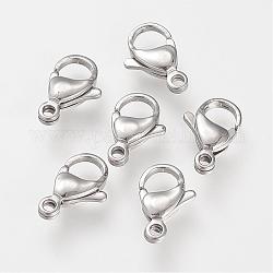 304 Stainless Steel Lobster Claw Clasps, Parrot Trigger Clasps, Stainless Steel Color, 12x7x3.5mm, Hole: 1.5mm
