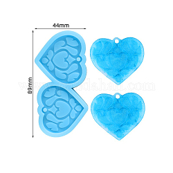 Coeur bricolage pendentif moules en silicone, pour la fabrication de porte-clés, moules de résine, pour la résine UV, fabrication de bijoux en résine époxy, bleuet, 89x44x6mm