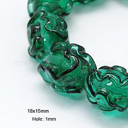 Handmade Bumpy Lampwork Beads Strands, Jujube, Green, 18x15mm, Hole: 1mm