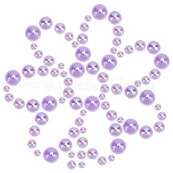 Cabochons en acrylique sunnyclue, de couleur plaquée ab , demi-rond, support violet, 6~14x3~7mm, 1000 pièces / kit